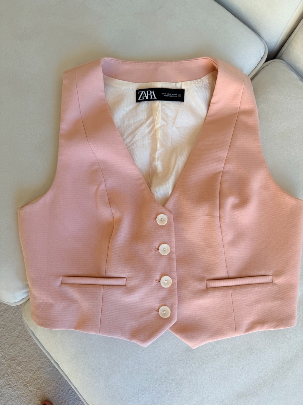 Zara Pink Tailored Vest with Button Front